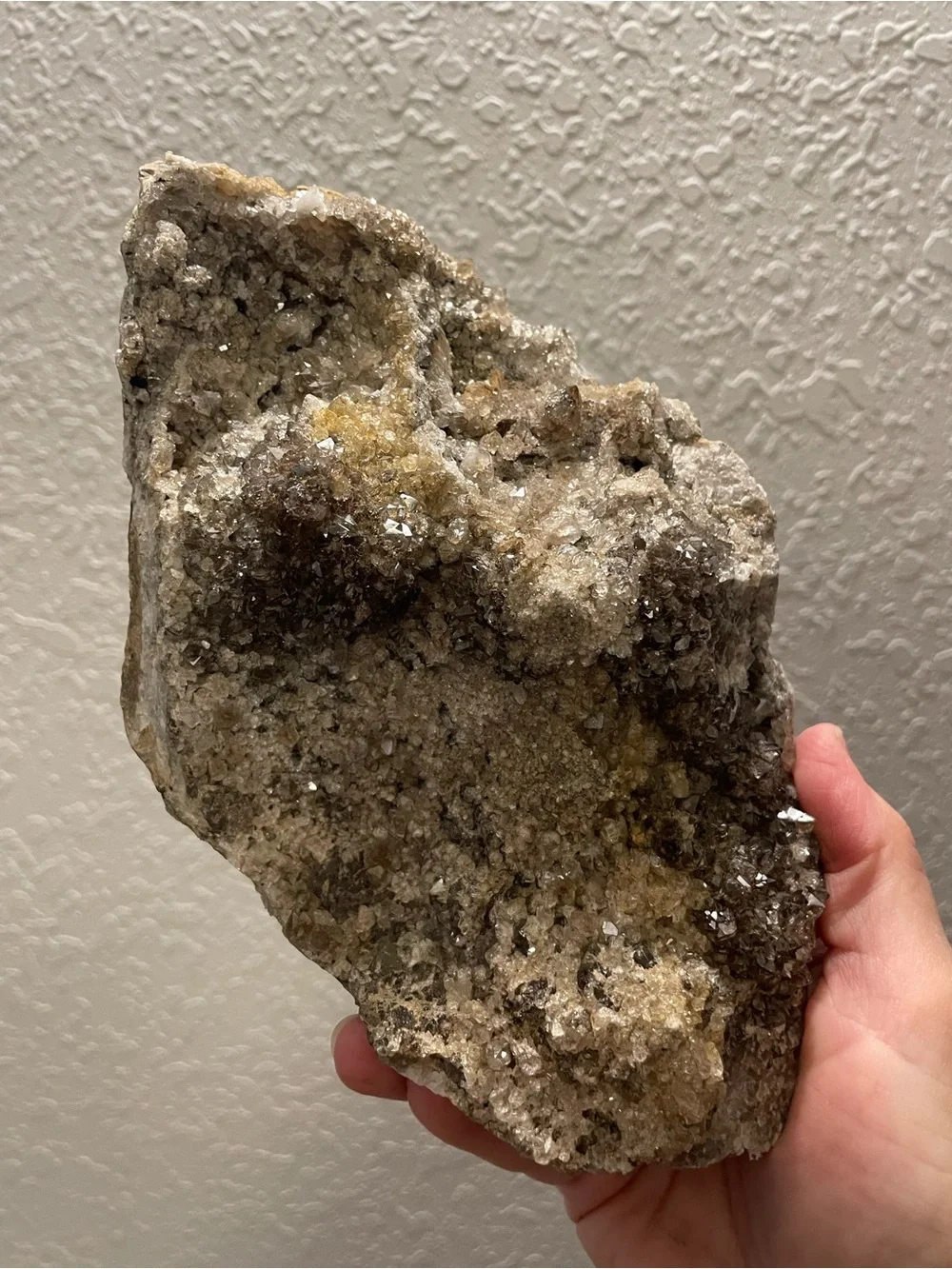 Massive Herkimer diamond crystal display. Herkimer Druze.